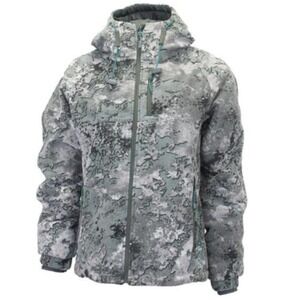 Girls With Guns Womens Gray Camo Fleece Hooded Hunting Jacket Small GWG Full Zip